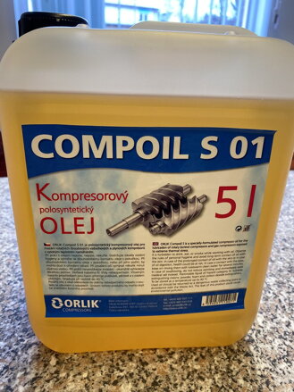 Olej pro šroubový kompresor Orlík COMPOIL S01, balení 5 litrů oleje pro šroubové kompresory